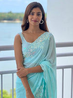 Thumbnail for Anouk Floral Embellished Sequinned Pure Georgette Saree - Distacart