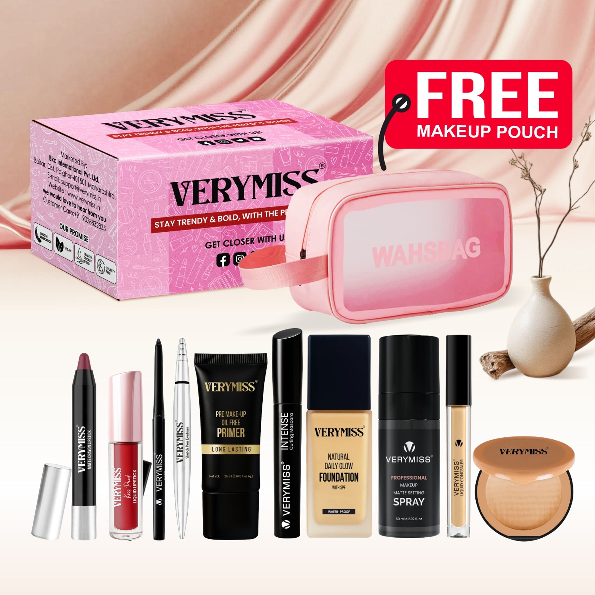 VERYMISS Ultimate Makeup Combo - 1 + Free Makeup Pouch