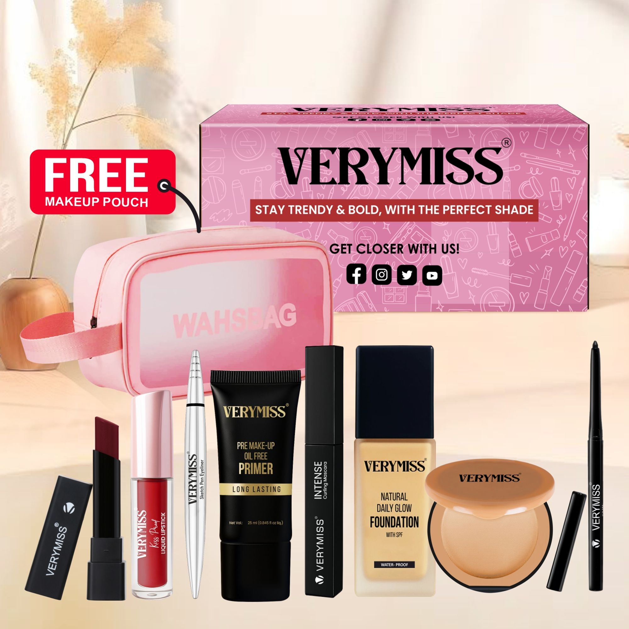 VERYMISS Ultimate Makeup Combo - 2 + Free Makeup Pouch