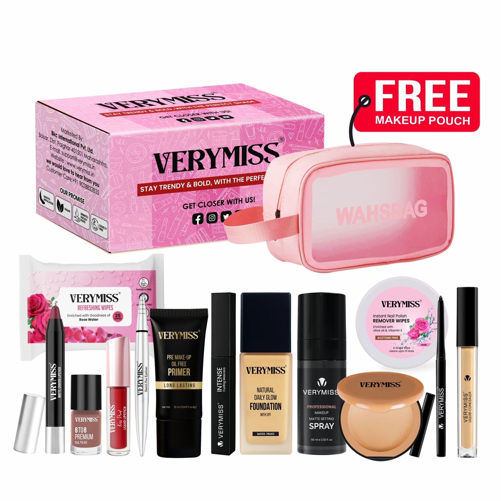 VERYMISS Ultimate Makeup Combo - 3 + Free Makeup Pouch - Distacart