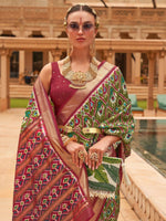 Thumbnail for Anouk Ethnic Motifs Woven Design Zari Silk Blend Patola Saree - Distacart