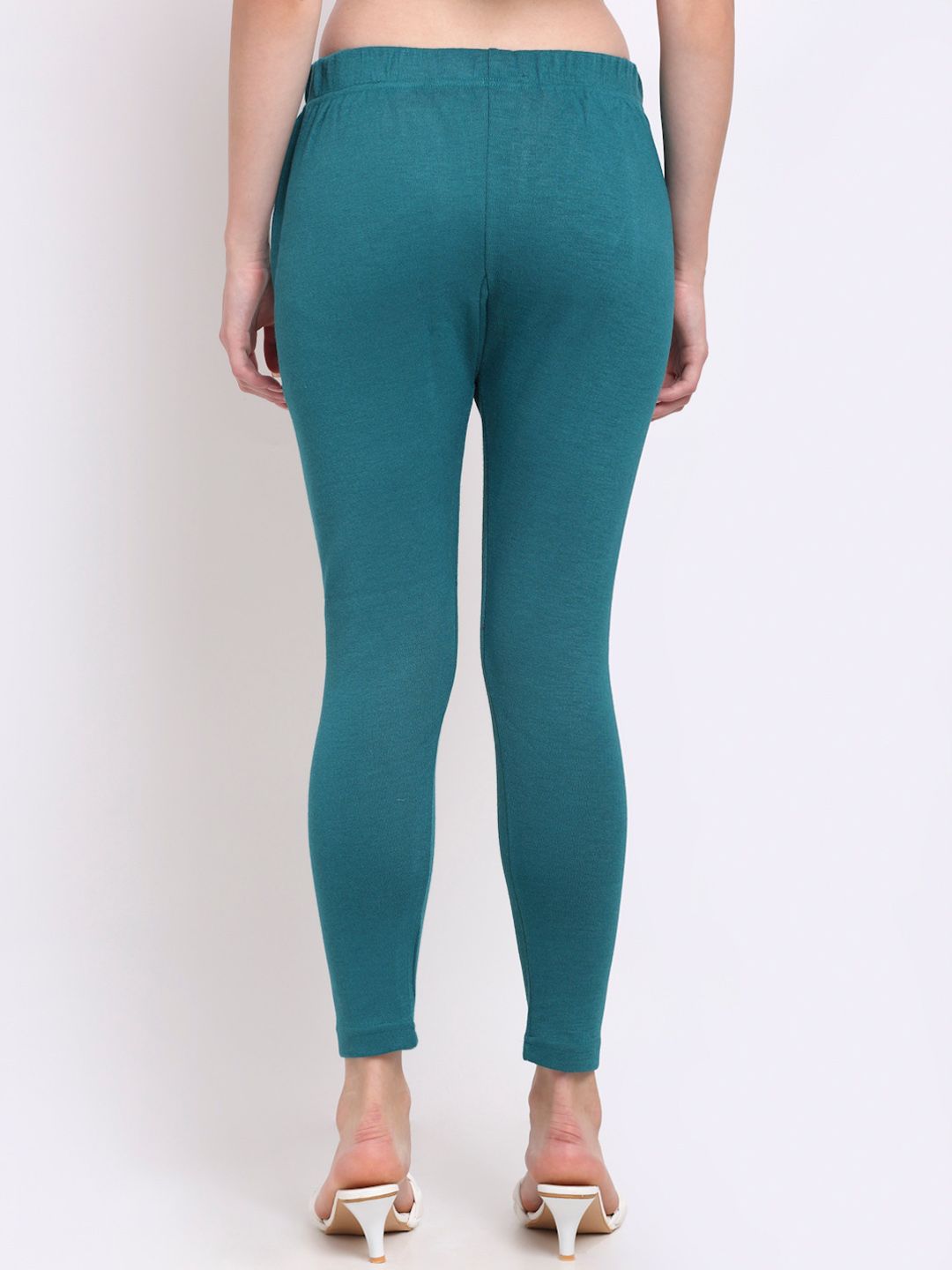 TAG 7 Women Pack Of 2 Solid Turquoise Blue & White Ankle Length Leggings - Distacart