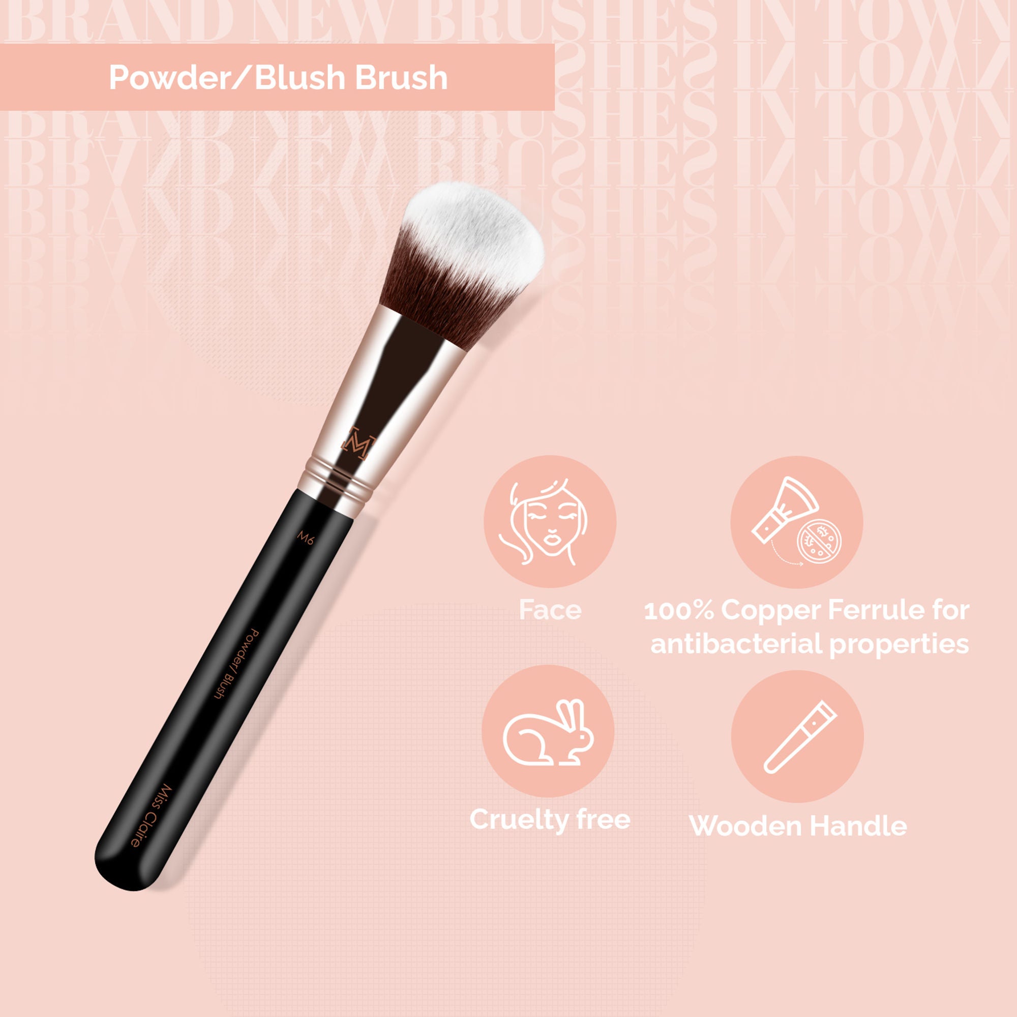 Miss Claire M6 - Powder/Blush Brush - Rose Gold