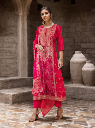 Soch Floral Printed Beads and Stones Kurta with Trousers & Dupatta - Distacart