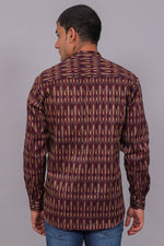 Thumbnail for Bluebird Men's Purple Ikat Printed Short Kurta