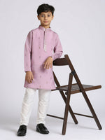 Thumbnail for Joban Fashion Kids Island Traditional Ethnic Wear with Silk Sequence Embroidery Full Sleeves Kurta and Pyjama Set - Purple - Distacart