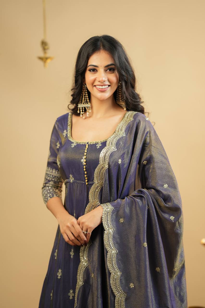 Yash Enterprise Light Purple Cosmo Silk Embroidery Suit Set