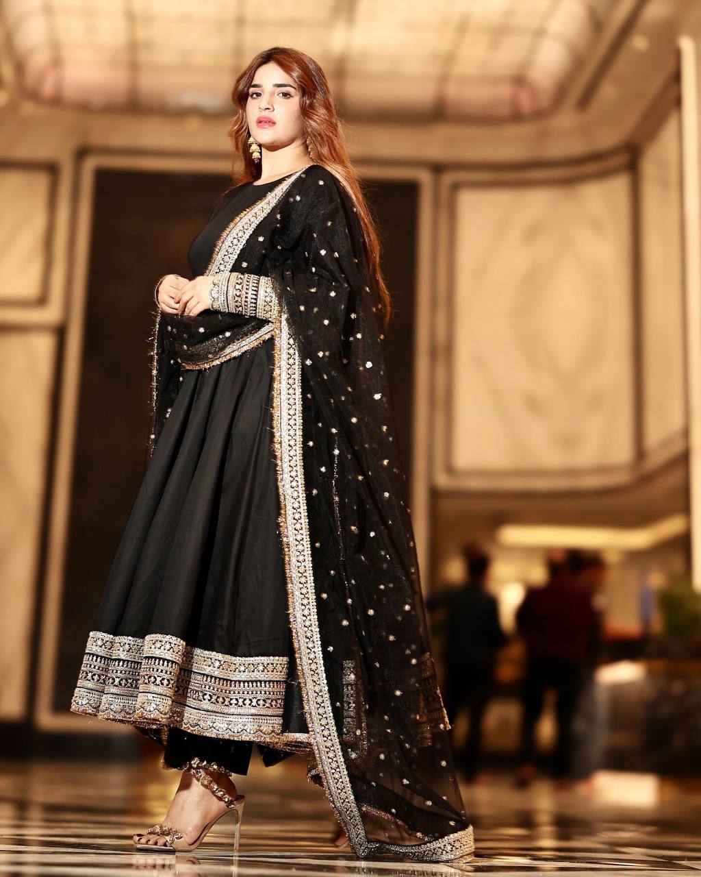 Yash Enterprise Black Rayon Cotton Embroidery Party Wear Suit Set