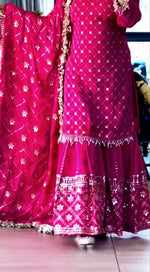 Thumbnail for Yash Enterprise Pink Chinnon Silk Embroidery Party Wear Suit Set