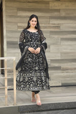 Thumbnail for Yash Enterprise Balck Georgette Party Wear Suit Set Stitched