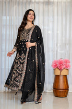 Thumbnail for Yash Enterprise Black Georgette Party Wear Anarkali Suit Set - Dista