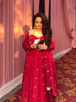 Thumbnail for Yash Enterprise Red Fendy Silk Party Wear Embroidery Suit Set - Distacart