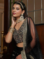 Thumbnail for Tulsi Art Dazzling Black Sequin Embroidered Net Lehenga Choli