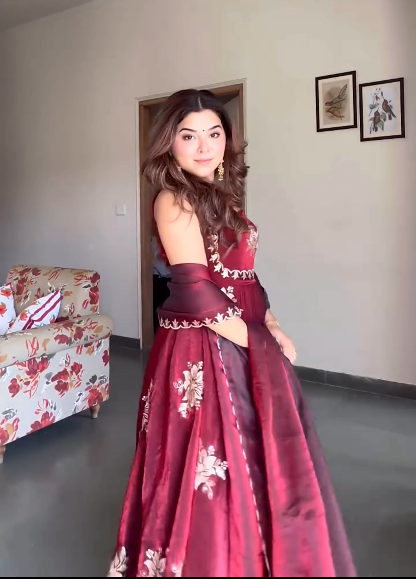 Yash Enterprise Maroon Fandy Silk Party Wear Embroidery Suit Set - Distacart