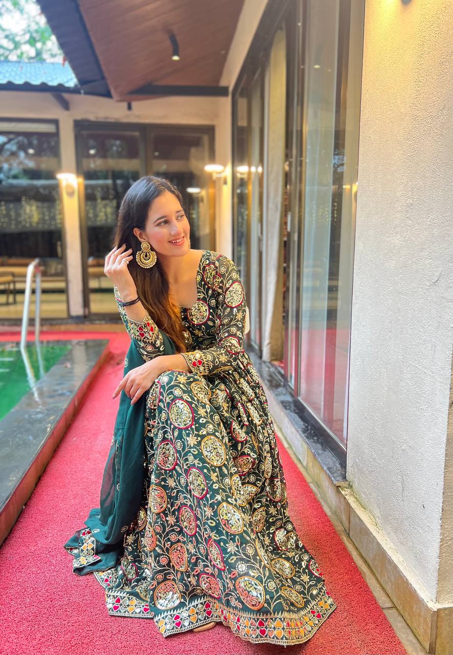 Yash Enterprise Multi Faux Georgette Embroidery Party Wear Suit Set