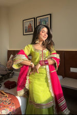 Thumbnail for Yash Enterprise Green Faux Blooming Embroidery Sarara Suit