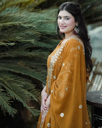 Thumbnail for Yash Enterprise Mustard Georgette And Silk Embroidered Anarkali Salwar Suit