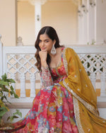 Thumbnail for Yash Enterprise Pink Faux Georgette With Digital Print Kurti And Dupatta Only