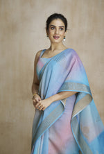 Thumbnail for Anaita Blue Fabric With Digital Print Saree With Blouse - Distacart