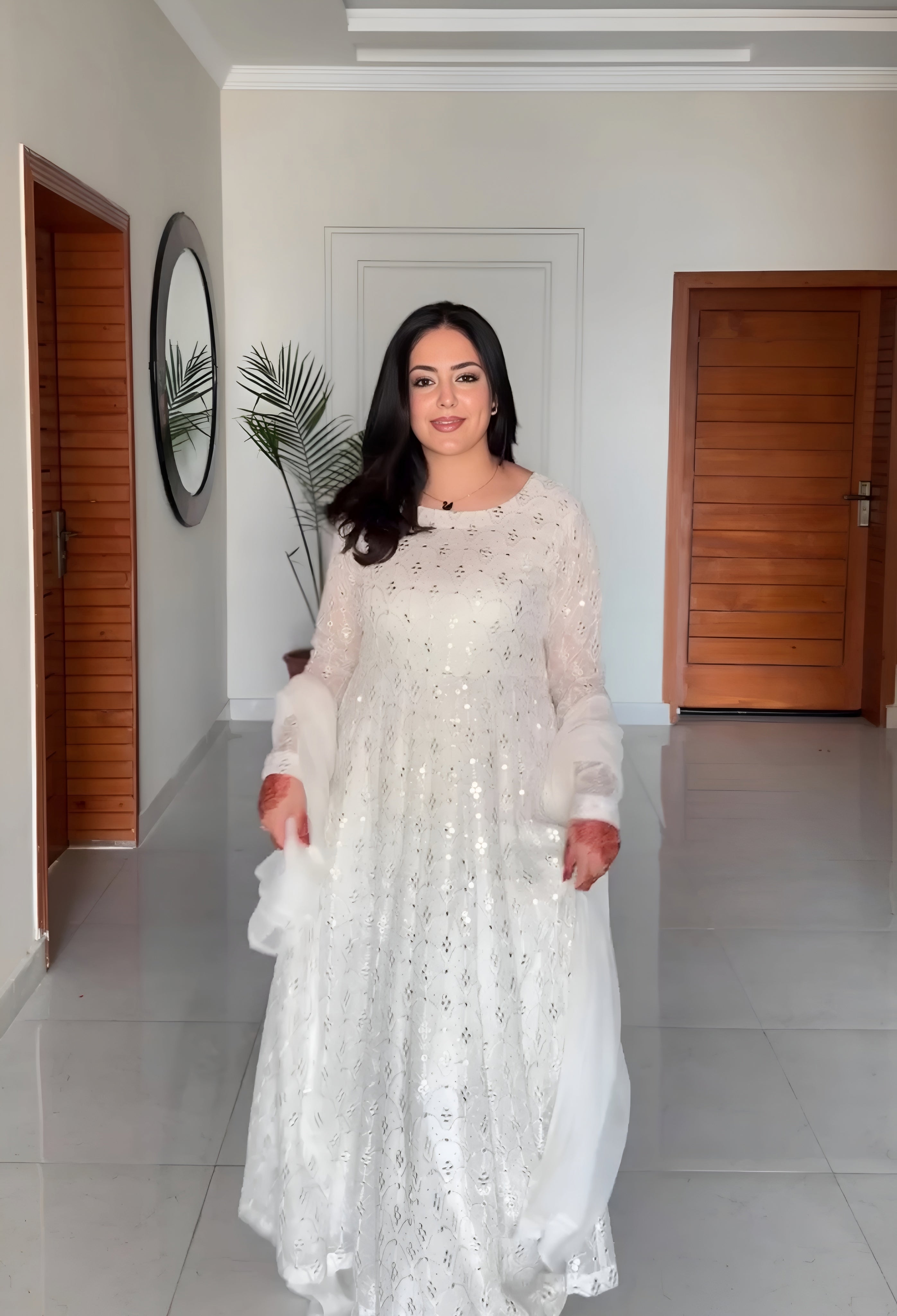 Yash Enterprise White Faux Blooming Party Wear Embrodery Suit Set