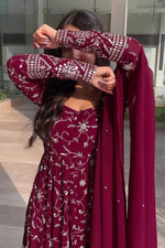 Thumbnail for Yash Enterprise Rani Pink Georgette Embroidered Party Wear Anarkali Kurta Set