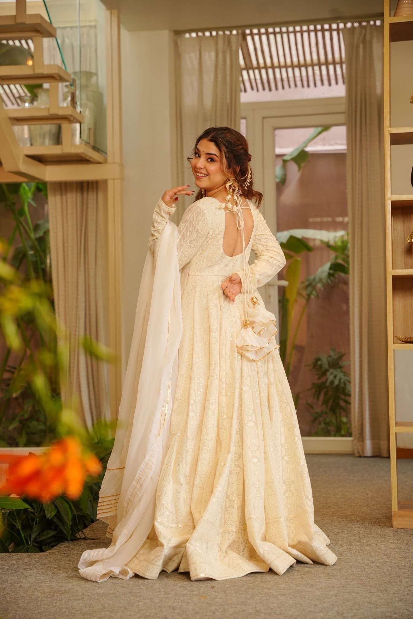 Yash Enterprise Cream Georgette Party Wear Embroidery Suit Set - Distacart