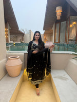 Thumbnail for Yash Enterprise Black Vichitra Silk Party Wear Embroidery Suit Set - Distacart