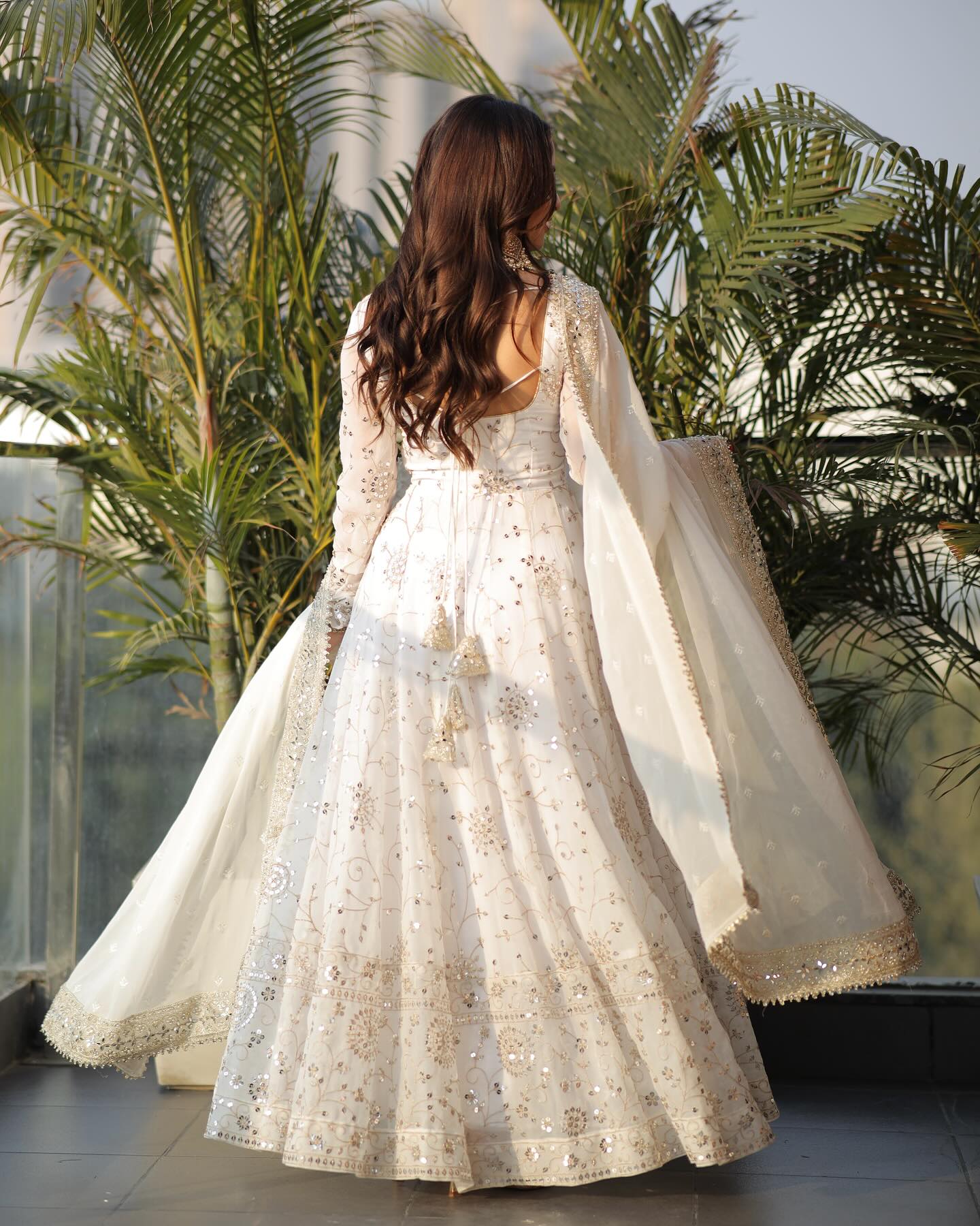 Yash Enterprise White Sequence Work Party Wear Suit Set