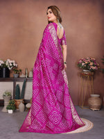 Thumbnail for Anaita Purple Handmade Bandhej Viscose Silk Saree With Blouse - Distacart