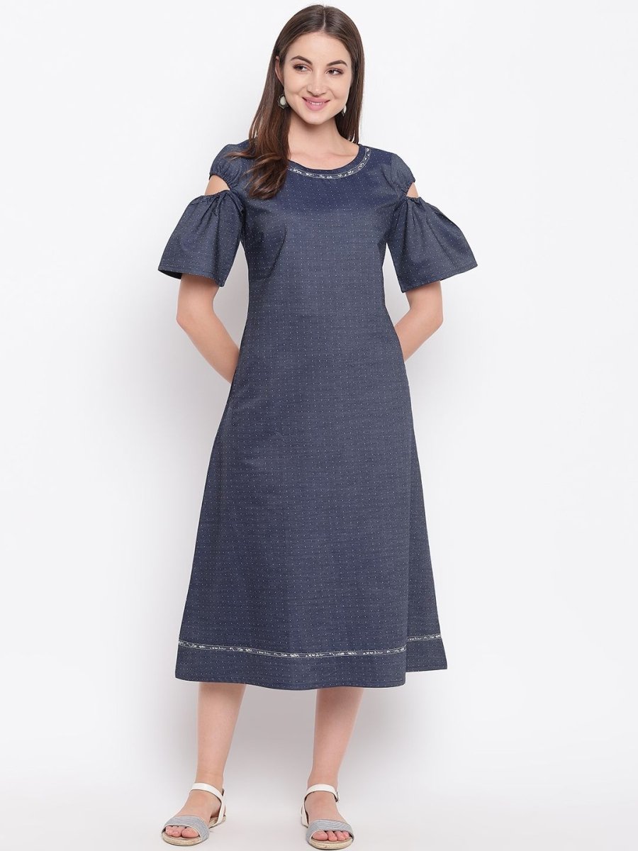 AURELIA Denim A-Line Cotton Dress - Distacart