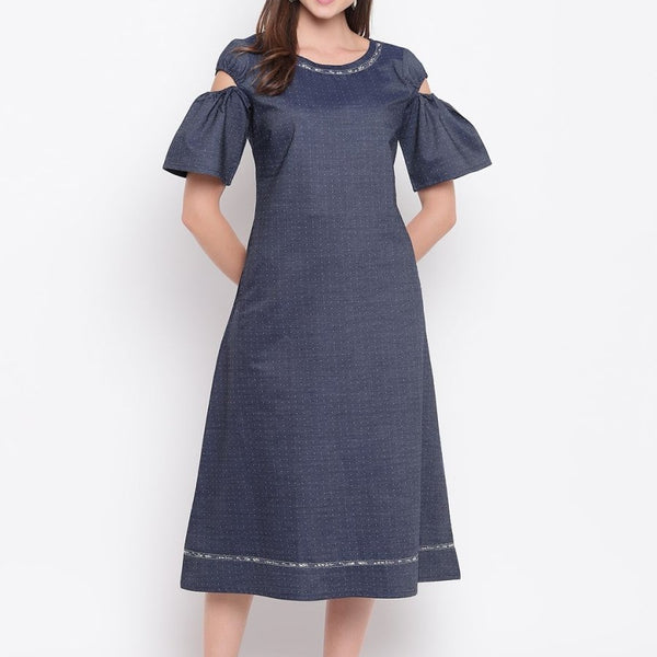 AURELIA Denim A-Line Cotton Dress - Distacart