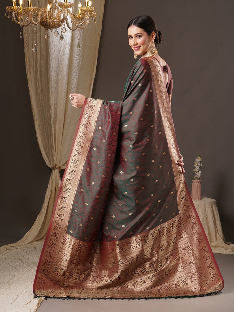 Anouk Floral Zari Banarasi Saree - Distacart