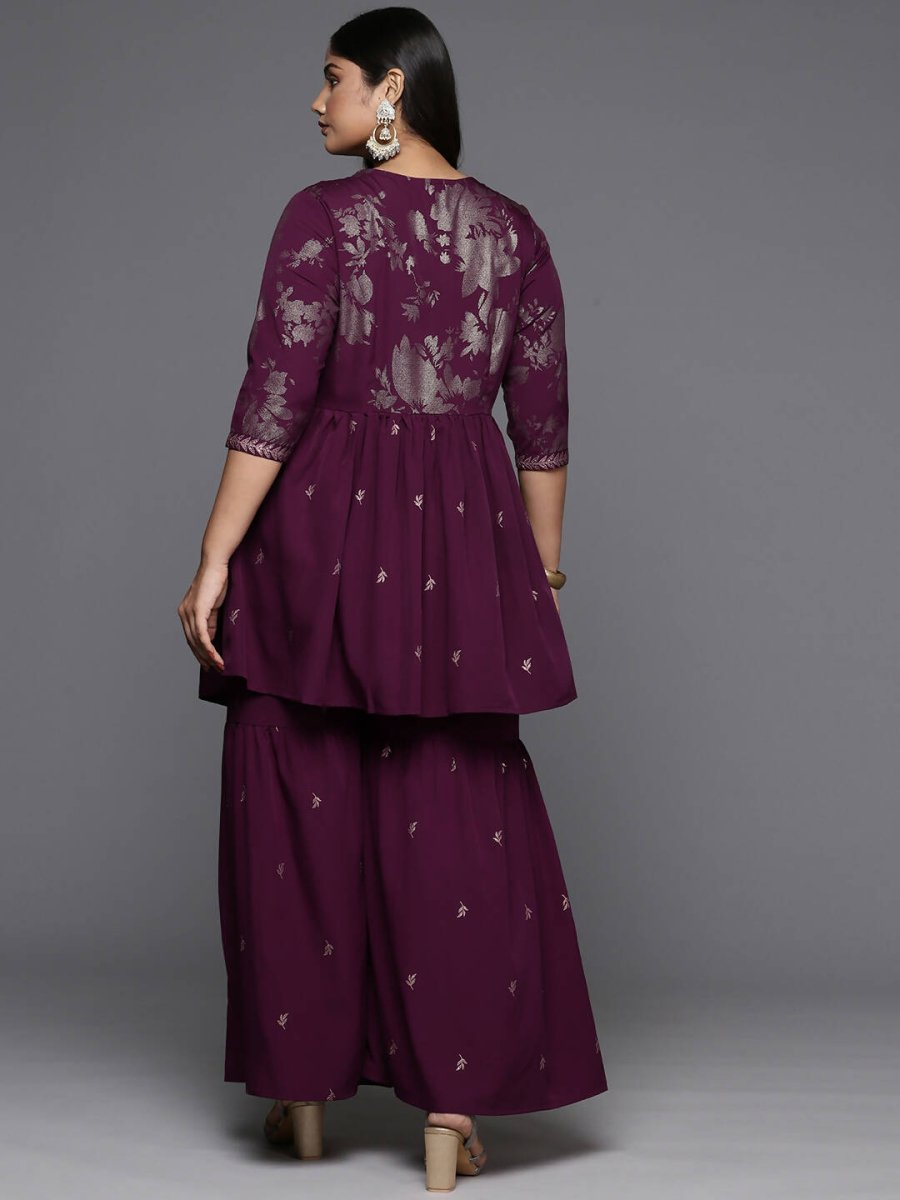 Ahalyaa Women's Traditional Wear Co-ords - Burgundy - Distacart