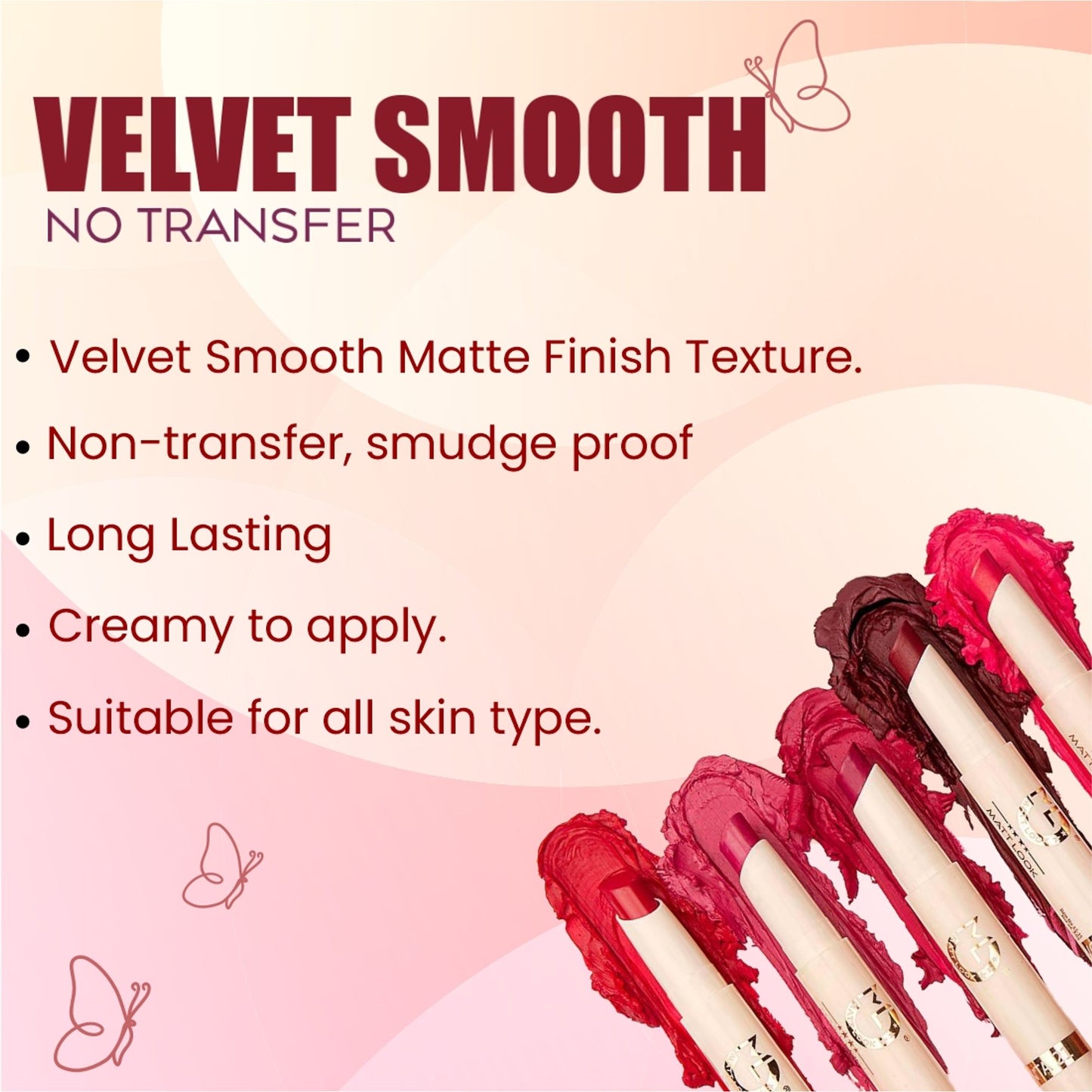 Matt Look Velvet Smooth Non Transfer Lipstick - Ruby Woo - Distacart