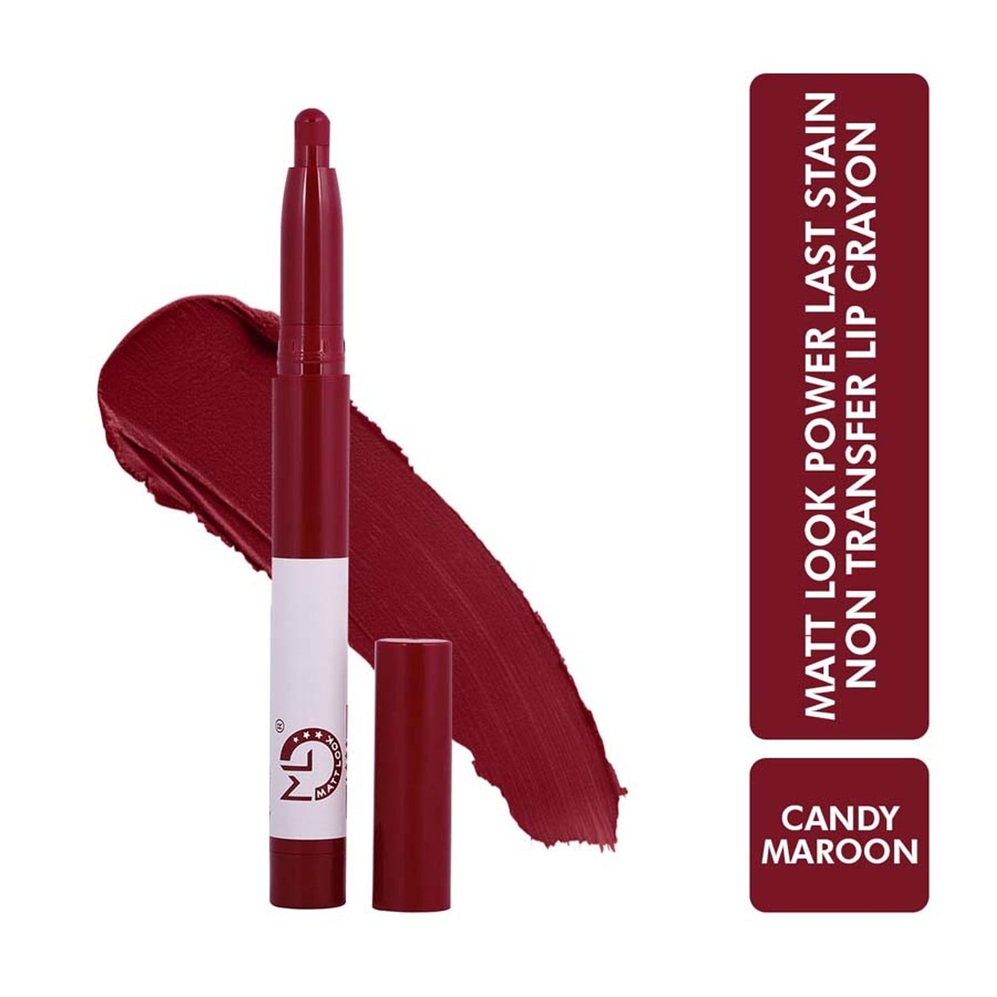 Matt Look Power Last Lip Stain Crayon Lipstick - Candy Maroon