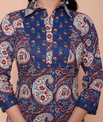 Thumbnail for Miravan Womens Cotton Floral Printed Shirt-Collar Straight Kurta And Palazzo Set - Distacart