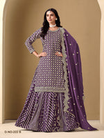 Thumbnail for Anaita Lavender Art Silk Embroidered Stitched Sharara Suit - Distacart