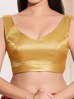 Thumbnail for Joban Fashion Yellow Gold Mulberry Silk Padded Blouse With Sweetheart Neck Sleeveless