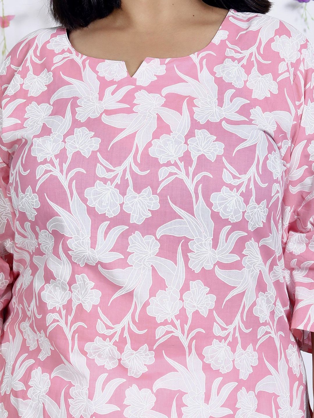 Swasti Women Floral Printed Regular Sequinned Pure Cotton Kurta with Trousers & With Dupatta - Distacart