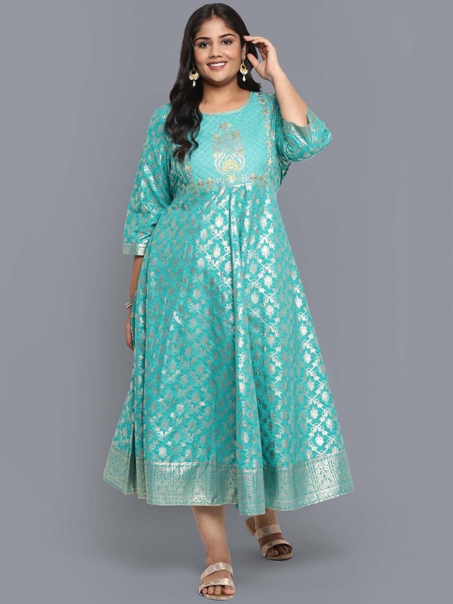 AURELIA Green Ethnic Motifs Midi Dress - Distacart