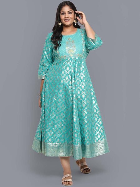 AURELIA Green Ethnic Motifs Midi Dress