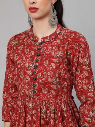 Aks Ethnic Motifs Printed Cotton A-Line Kurta - Distacart