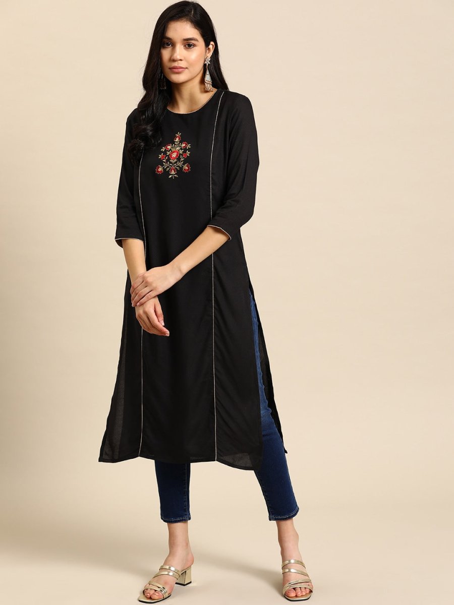 All About You Women Floral Embroidered Kurta - Distacart