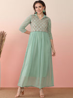 Thumbnail for Sangria Sequin Embroidered Flared Anarkali Kurta