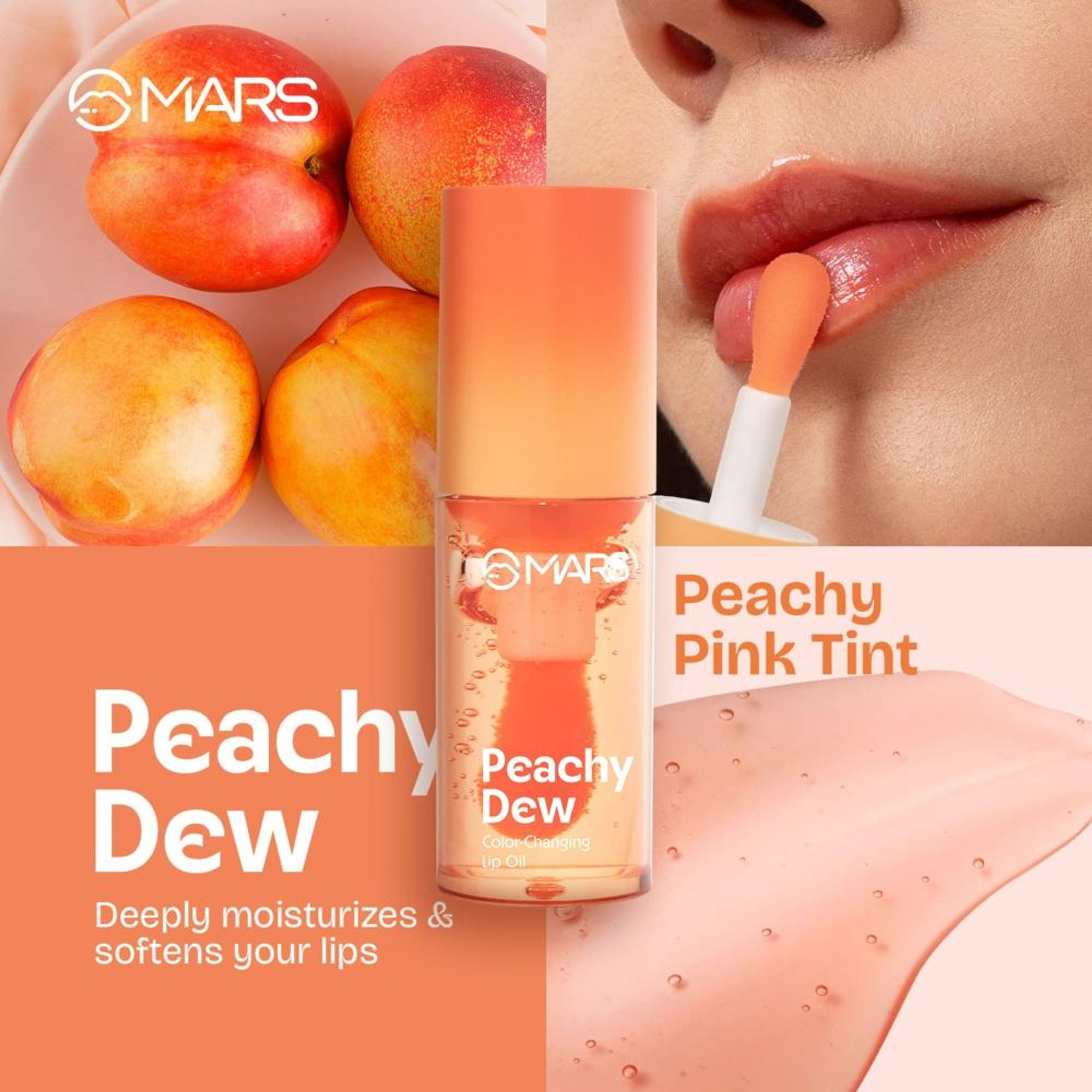 MARS Cosmetics Color Changing Protector Lip Oil - Lo-01-Peachy Dew - Distacart
