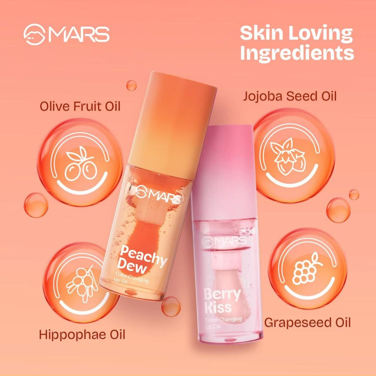 MARS Cosmetics Color Changing Protector Lip Oil - Lo-01-Peachy Dew - Distacart
