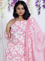 Thumbnail for Swasti Women Floral Printed Regular Sequinned Pure Cotton Kurta with Trousers & With Dupatta