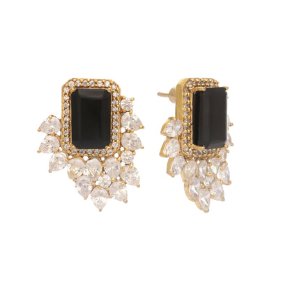 Nuyug 22K Gold Plated Noir Spark Contemporary Stud Earrings - Distacart