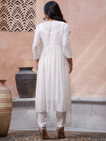 Thumbnail for Sangria Floral Embroidered Thread Work Kurta with Trouser