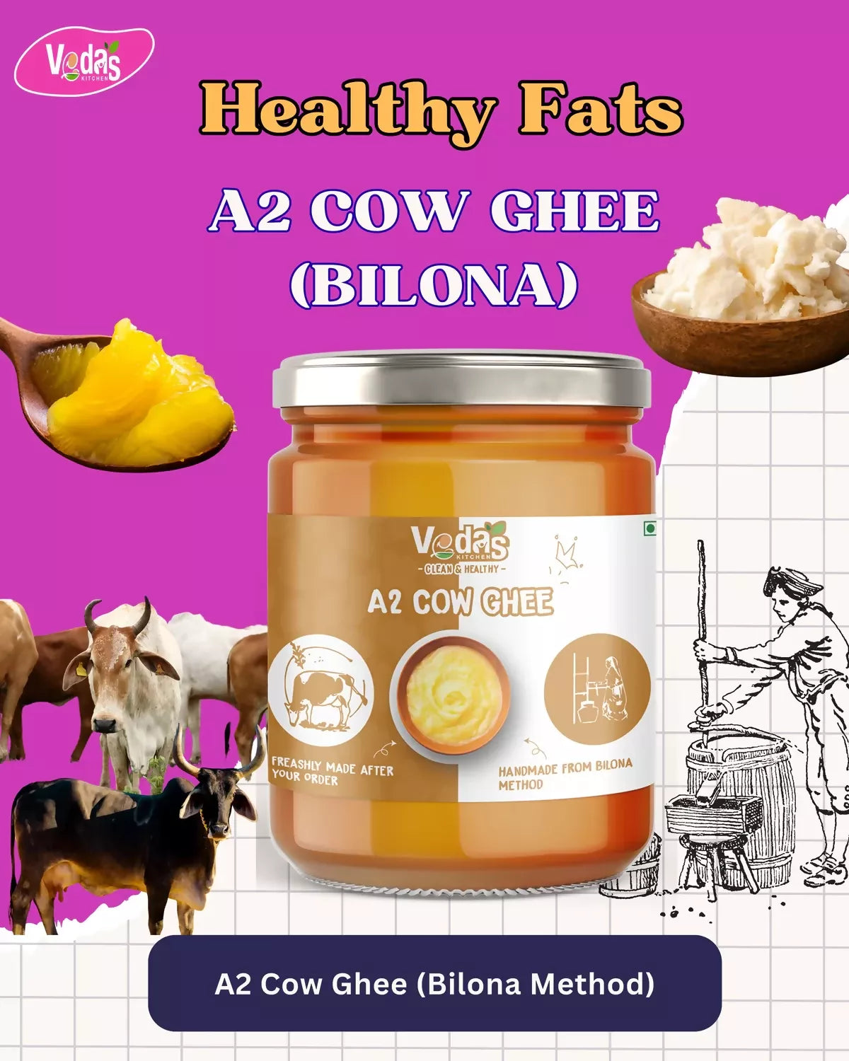 Vedas Kitchen A2 Cow Ghee - Dista